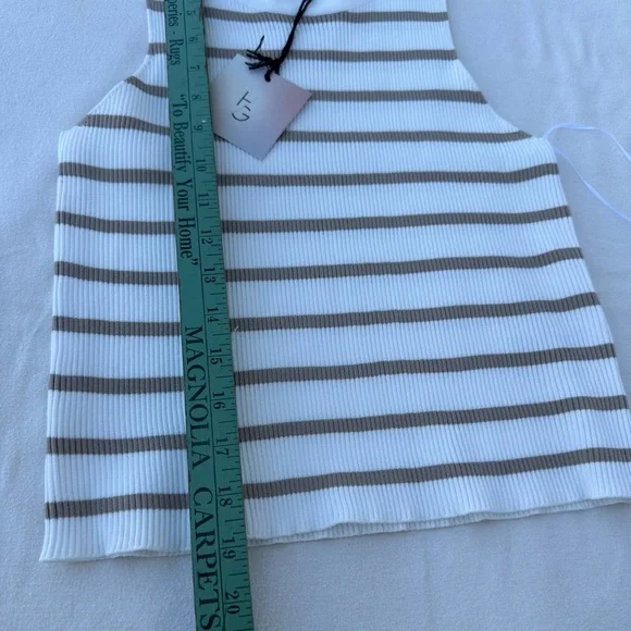 Happily Grey Striped Tank Top - White and Tan # A1 - Picture 6 of 7